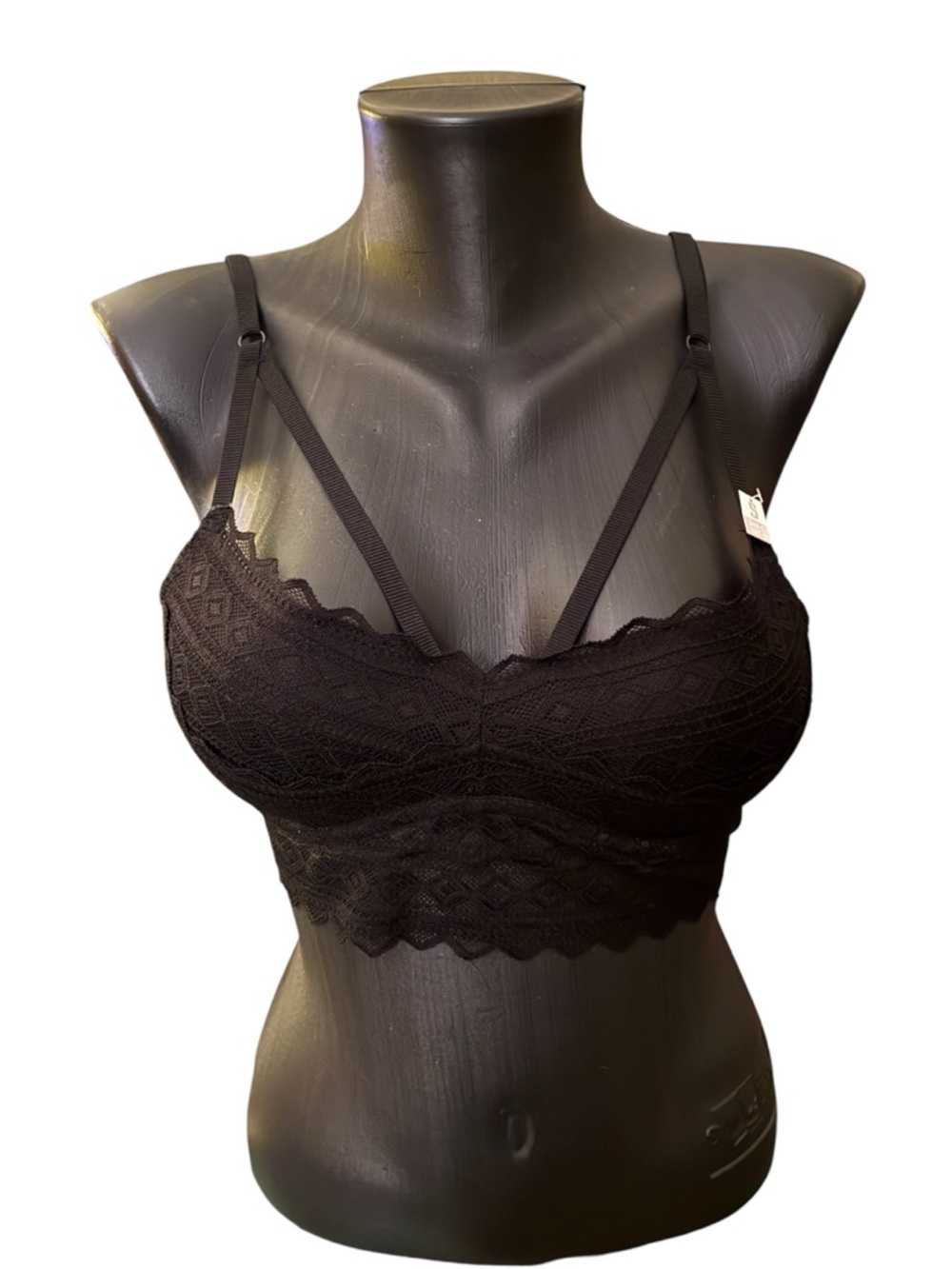 PINK Victoria's Secret Black Lace Bralette with Strappy Detail